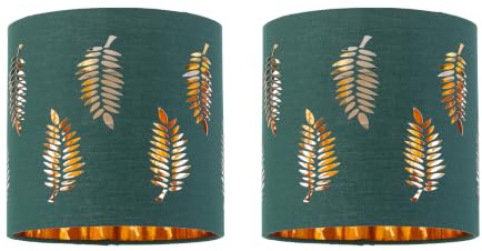 Set of 2 Fern - Dark Green Cut Out 15.5cm Table Lamp Shades