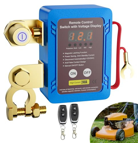 Accwork Batterie Trennschalter, 12V 240A Drahtloser Ferngesteuerter Auto Schalter mit LED-Anzeige, Automatische Abschaltung für RV, ATV, LKW