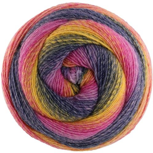 LANA GROSSA Gomitolo Versione | Dochtgarn mit Farbverlauf | Handstrickgarn aus 60% Schurwolle & 40% Polyacryl | 200g Wolle zum Stricken & Häkeln | 700m Garn FB 451