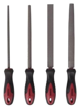 Toolland Set lime per legno 4 pezzi: indispensabile per ogni falegname, versatile, ergonomico, risultati precisi, qualità professionale, set con lime piatte, tonde, semitonde e triangolari, 20 cm