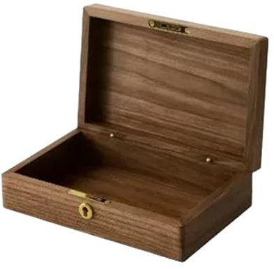 CVNIMV Schmuckschatulle aus Walnussholz, Vintage-Stil, für den Schreibtisch, Aufbewahrung diverser Kosmetika, kreatives Schloss, Schmuckschatulle aus Massivholz, Schlüsselringe,