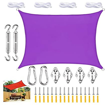 Rectangular Shade Sail 2m x 4m Outdoor Awnings with Fixing Kit UV Blocking Sun Shade for Garden Lawn Swimming Pool Beach