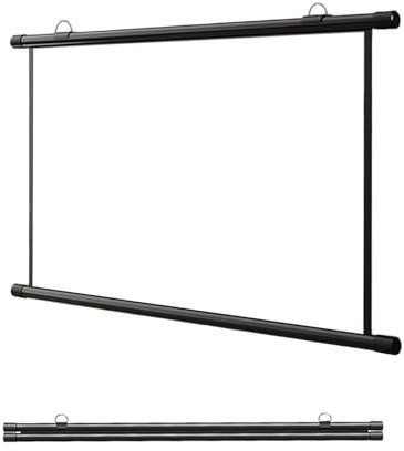 HJXGQJM 40 50 60 72 Projection Screen 4K HD Home Theater Projector Screen Manual Pull Down Movie Screen For Indoor Outdoor, Anti-Crease, Easy Roll Up，Projector Screen Wall Mount/Ceiling(16:9,50)