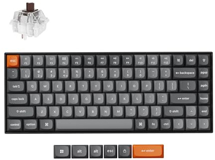 Keychron K2 MAX Custom Wireless Mechanische Tastatur 2.4 GHz/Bluetooth/USB-C, Weiß LED, QMK/VIA Programmierbare Makros, PBT Keycaps, für Mac Windows, Super Brown Switch