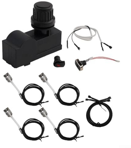 Grillanzünder Set, Grill-Druckknopfschalter, elektronisches Zündmodul und Schalterknopf, für Gaskamin, Gasherd, Gas-Heizung (2 Steckdosen)