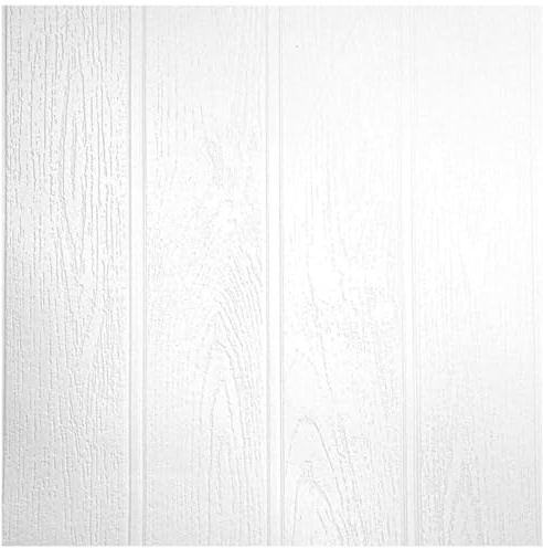 YöL White Paintable Beaded - Wood Panel Stripe - Contemporary Modern Bright - Sophisticated Woodgrain Texture - Realistic Traditional - Paste The Paper Vinyl Wallpaper