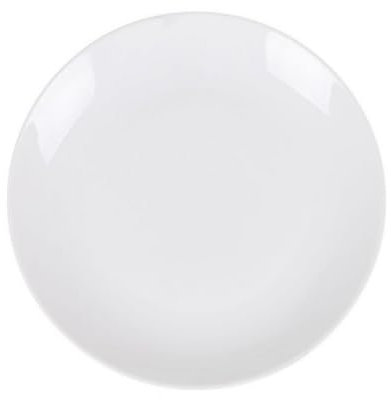 Lot des 18 assiettes rondes, plates et empilables, LLONA, 245g, plat de service, assiettes à desserts en porcelaine blanche - 19 x 2 cm