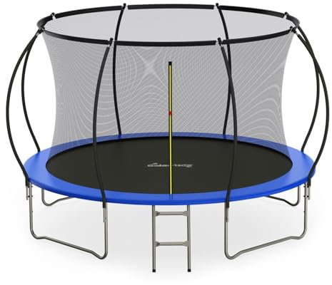 GALACTICA Trampoline 12FT with Safety Net & Ladder, Enclosure, Toddler Trampoline for 3+, Kids, Outdoor, Waterproof, Easy Assembly