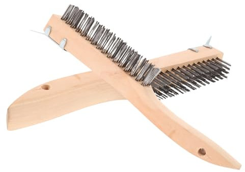 MUCKLILY 2pièces Brosse Métallique Acier Pour Enlever Rouille Et Peinture Avec Grattoir Et Manche Pratique Lot De Brosses De Nettoyage Portables