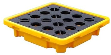 Industrielle Auffangpalette for auslaufende Fässer mit Ablauf - Modulare Auffangwanne zur Vermeidung von Öltanklecks im Keller(43 L/66x66x15 cm)