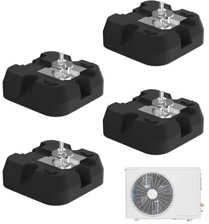 Soporte de base de aire acondicionado, alfombrilla amortiguadora de vibraciones, 4 piezas para instalación en exteriores, soporte de suelo para unidades de CA y base estable