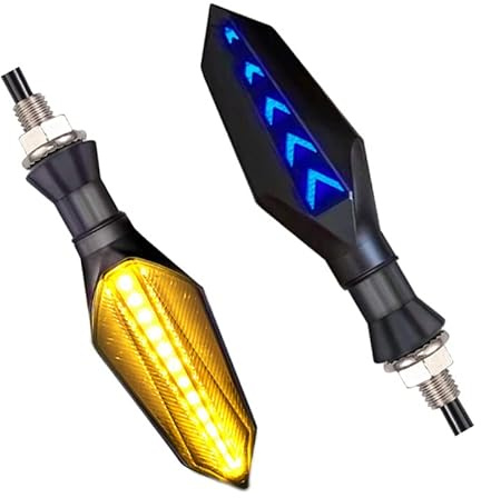 2 Pièces Indicateurs de Moto, Flowing Mode Clignotants Moto LED Séquentiels, Feux Clignotants Bicolores Étanches avec Fonction Freinage DRL, Indicateurs de Direction pour Motos Scooter Quad Cruiser