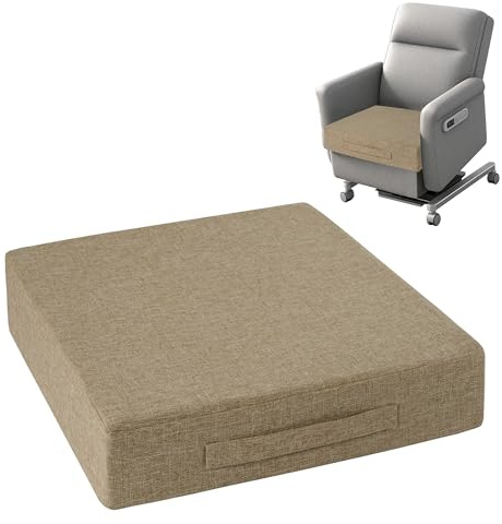 OVOV Recliner Cushions for Elderly 20x20x4 Thick Seat Cushion for Recliner Chair Large Square Non Slip Chair Pads with Washable Cover for Armchair Couch Beige