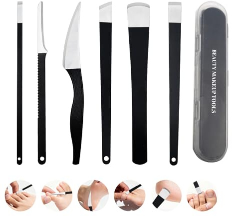 6 Pezzi Bisturi per Pedicure, Kit Pedicure Professionale per Piedi in Acciaio Inox, Set Coltelli da Pedicure con Custodia, Attrezzi Manicure Pedicure per Rimuovere Calli Duroni Pelle Morta Cuticole