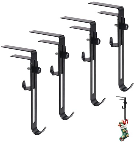 DONGKER Weihnachtsstrümpfe-Halter, 4 Stück Metall Girlanden-Halterung ohne Bohren, Robuster Strumpfhalter zum Aufhängen von Weihnachtsstrümpfen für den Kaminsims
