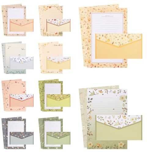 Set di 90 buste di carta da lettere con busta, 60 fogli di carta da lettere formato A5, con 30 buste per lettere d'amore, biglietti di invito (10 stili floreali)