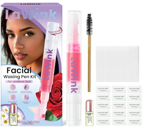 LAWINK Wachsstift für Haarentfernung Gesichtshaarentfernung Augenbrauenwachs-Kit Natürlicher Augenbrauenwachs Stift Hochwirksame Haarentfernungs veganer Heizfreie Rosenaroma