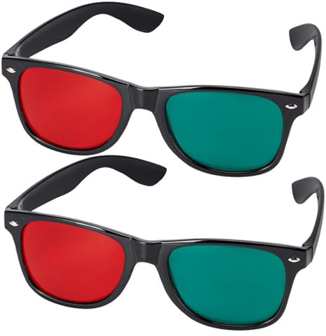 2 Stück 3D-Brille, schwarzer Rahmen, rot-grün, 3D-Sichtbrille für dimensionale Anaglyphen-TV-Film-DVD-Spiele und Amblyopie-Trainingsbrillen-Zubehör
