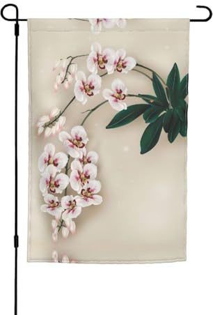 Bandiere per padiglione con orchidea a campana con motivi, bandiere verticali da patio, adatte per balcone, giardino e portico.