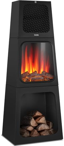 tectake® Cheminée électrique sur Pied, 45 x 35 x 120 cm, 2 Niveaux de Chauffage 900 et 1800W, Cheminee Electrique Effet Flamme, Contrôle par Thermostat, Cheminée Electrique Poele Electrique Chauffage