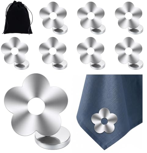 puiaxod 8X Edelstahl Tischdeckenbeschwerer Magnet, 56g Tischdeckenhalter | Extra Schwer Tischdeckengewichte draußen mit Tasche, Blume Tischdeckenklammern, Tischdecke Beschwerer Gewichte Draußen