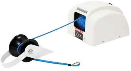 DAHAD Verricello elettrico da 12 V, 20,3 kg, con telecomando, verricello elettrico con 30 m di fune, verricello di ancoraggio per barche a motore, barche da pesca fino a 7,3 m