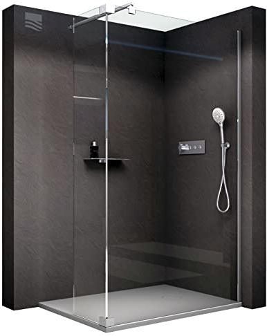 Parete doccia Walk-In con anta paraspruzzi NT109 vetro temprato - 8mm - rivestimento NANO, Larghezze disponibili:1000mm