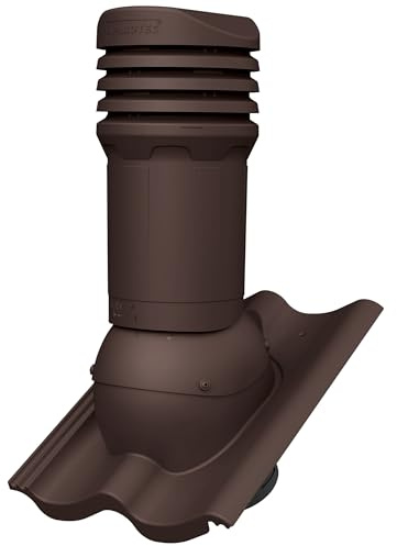 Parotec Entlüftungskamin DN 125 mm passiv für Braas - Doppel-S, Nelskamp - S, IBF - Doppel-S, ProDach - Doppel-S Dachziegel Dachentlüftung, Abluftrohr, Lüftungshaube (RAL 8017 - Braun)
