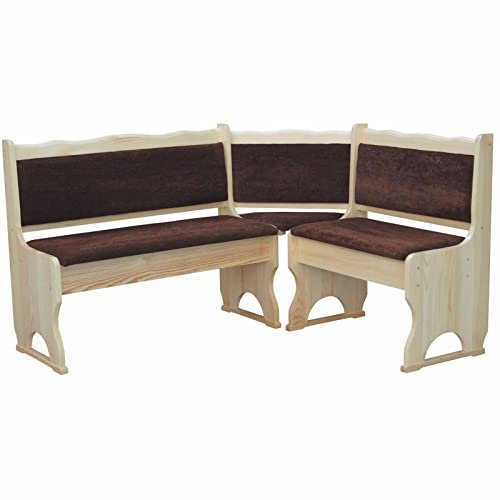 k koma Eckbank Kiefer Lackiert mit Polsterung MASSIVHOLZ BRAUN (100 x 180)