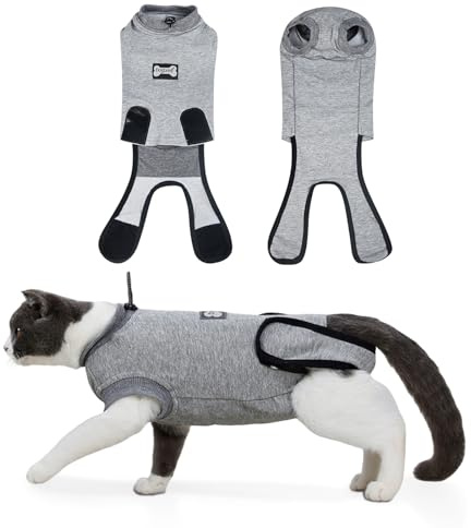 DogLemi Cat Surgery Recovery Suit Male Female Universal Breathable Pure Cotton Cat Onesie After Spay Neuter Soft Kitten Cloth Wear for Surgical Abdominal Wound Skin Diseases Cone Alternative (XS)