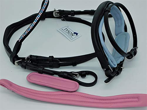 Trense Multi Minishetty Minishetty Rosa Hellblau zu wechseln ergonimisch geschnitten Ledertrense Leder Schwarz Tysons Minipony Line (Shetty)