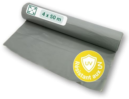 dm-folien gmbh Baufolie 4 x 50 m auf Rolle I Transluzente & reißfeste Allzweckplane aus Polyethylen I Wasserfeste Schutzfolie für Abdeckungen im Innen- & Außenbereich I Stärke Typ 80
