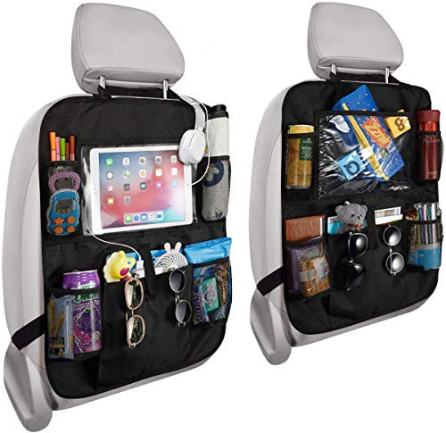 Rightwell Car Seat Organiser 2 Pcs Back Seat Protector for Kids, Car Organiser Back Seat for up to 10 iPad, Kids Back Seat Organiser with 5 Pockets to Storage Toys, Books, Drinks