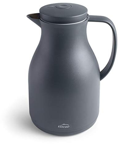 LACOR 62563 Jarra termo libre de BPA con doble pared y capa de vidrio en el interior, Gris, 1 l