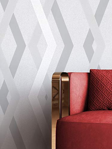 NEWROOM Tapete Grau Vliestapete Streifen - Mustertapete Grafisch Weiß Linien Grafik Geometrisch inkl. Tapezier-Ratgeber