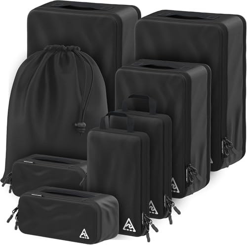 Well Traveled Packungswürfel, komprimiert für Reisen, mit HybridMax Doppelkapazitäts-Design, Packwürfel komprimierbar und zuverlässig, Reiseausrüstung und Reisezubehör, 8 Teile