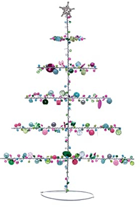 Overbeck and Friends - Dekorativer Kunstbaum Baum mit Perlen Dekoration, Metallfoliage, Weiß, Weihnachtsdekoration, Winter, Stand, Synthetisch, 1 Stück
