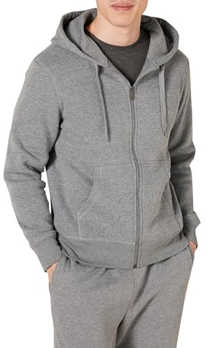 Amazon Essentials Men's Big & Tall Full-Zip Hooded Fleece Sweatshirt Sweater, -Light Grey Heather, 4X Tall