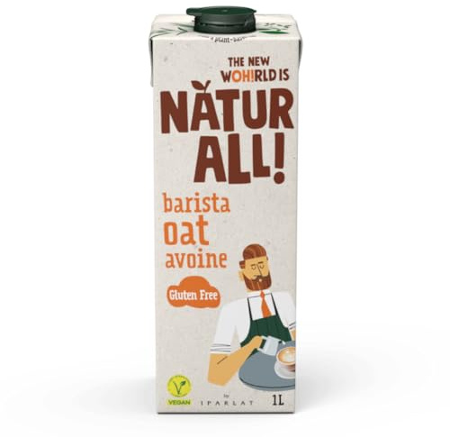 NATUR ALL | Barista Oat Drink 1L - Plant-Based Milk Alternative, Gluten Free, Perfect for Coffee, Vegan, Long Life (Pack of 6)