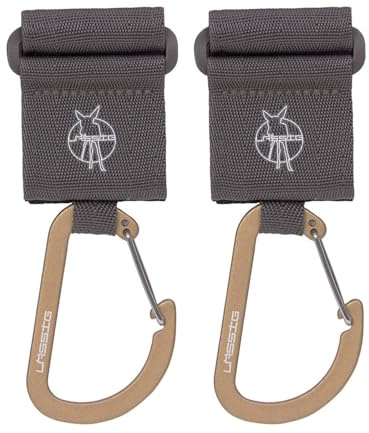LÄSSIG Accesorio para cochecito (2 pcs.) Gancho de velcro Carabiner Gancho para cochecito Gancho para compras Metal/Stroller Hooks with Carabiner anthracite