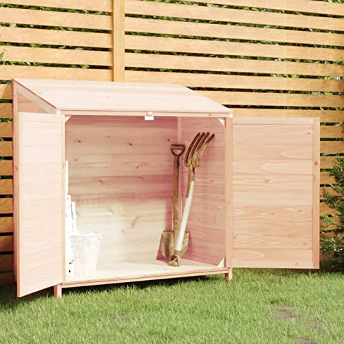 Tidyard Trädgårdshus, trä, trädgårdsskåp, utrustningshus, utrustningshjul, massivt trä, gran 102 x 52 x 112 cm