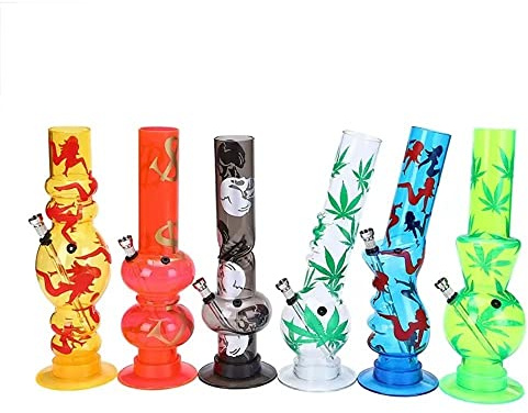 Acryl Big Bong 32cm - Kunststoff Rauchen Rohr für Wasser Bongs Mit Farbmuster, Abnehmbar, Einfach zu Reinigen - Grüne Tabakblatt Shisha