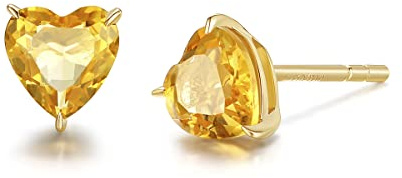 FANCIME Solide 14 Karat 585 Gelb/Weiß Gold Heart Klein Ohrstecker Ohrringe mit Natürlich/Synthetisch Edelstein Schmuck für Damen Mädchen Mama, Größe: 5 * 5 mm