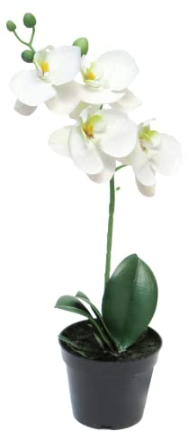 mucplants Künstliche Orchidee Phalaenopsis Weiß H. 35cm Topf Kunstblume Kunstpflanze Kunstorchidee