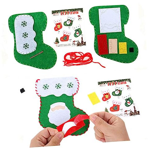 Veemoon 3stücke Weihnachtsstrumpf Bastelset Junge Mädchen DIY Materialpaket Aus Vliesstoff Für Kreative Handarbeit Inklusive Zubehör Für Festliche Dekoration Und Förderunterricht