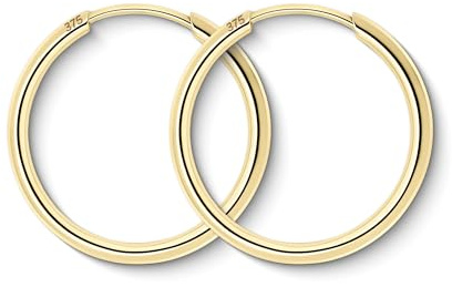 EDELIND Creolen Gold 375 Echtgold 25 mm - goldene Ohrringe Damen 1.5 mm breit Gelbgold - mit edler Geschenkbox