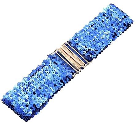 Paljettbälte för kvinnor paljetttrim midja band bälte vintage glitterbälte stretch mode midjebälte personlighet metallisk klänning bälte elastiskt bälte spänne stil stretchigt bälte