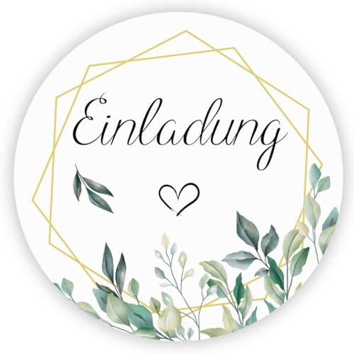 MameArt 100stk 4cm Einladung Aufkleber, Kranz Sticker für Hochzeit Gastgeschenk Taufe Kommunion Geburtstag Feste Geschenke Präsente (Einladung 7)