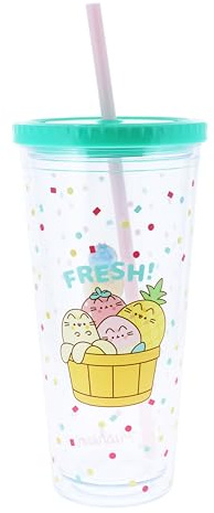 Blueprint Collections Pusheen Beaker & Straw | 650ml Drinking Bottle | Drinking Cup with Straw | Kawaii Water Bottle | Pusheen Gifts | Pusheen Stationery,(PUFR6014)