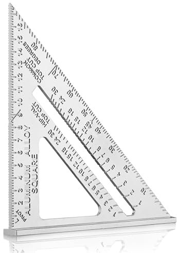 WORKPRO Anschlagwinkel 180 mm, Winkelmesser, dreieckiger Zimmermannswinkel aus metrischer Aluminiumlegierung, hochpräzise Messwerkzeuge für Zimmermann, Dachdecker, Ingenieur